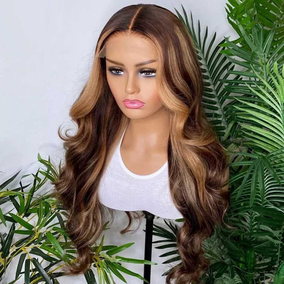 4/27# Highlight Colored 13x4 13x6 4x4 5x5 Lace Front Closure Human Hair Wigs Body Wave Frontal Wigs 180%