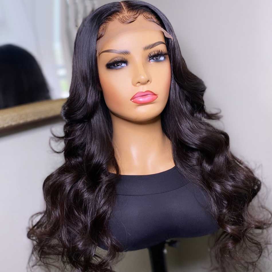 180% 4x4 5x5 Lace Closure Human Hair Wigs Body Wave 100% Remy Human Hair Transparent Lace Wigs