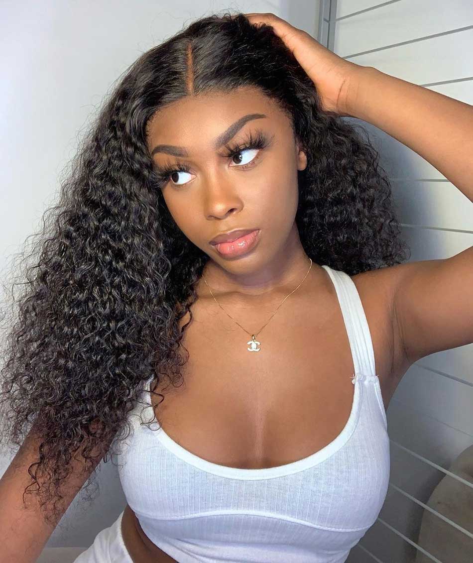 180% 4x4 5x5 Lace Closure Human Hair Wigs Jerry Curly 100% Remy Human Hair Transparent Lace Wigs