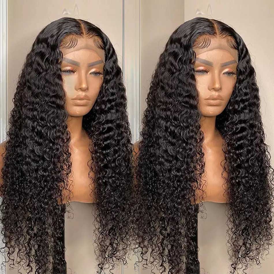 180% 4x4 5x5 Lace Closure Human Hair Wigs Jerry Curly 100% Remy Human Hair Transparent Lace Wigs