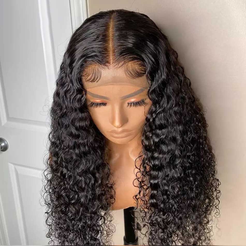 180% 4x4 5x5 Lace Closure Human Hair Wigs Jerry Curly 100% Remy Human Hair Transparent Lace Wigs