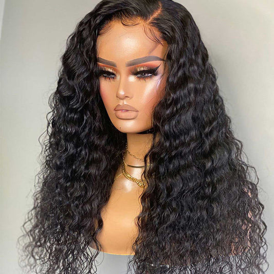 180% 4x4 5x5 Lace Closure Human Hair Wigs Deep Wave 100% Remy Human Hair Transparent Lace Wigs