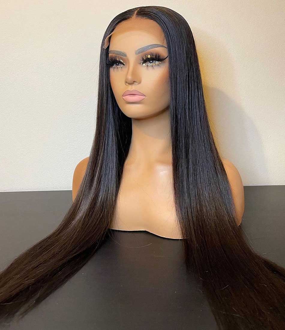 180% 4x4 5x5 Lace Closure Human Hair Wigs Straight 100% Remy Human Hair Transparent Lace Wigs