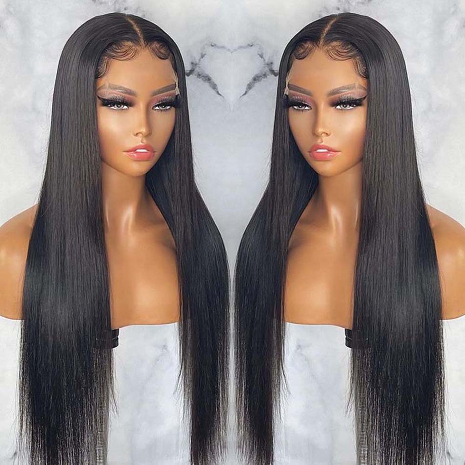 180% 4x4 5x5 Lace Closure Human Hair Wigs Straight 100% Remy Human Hair Transparent Lace Wigs