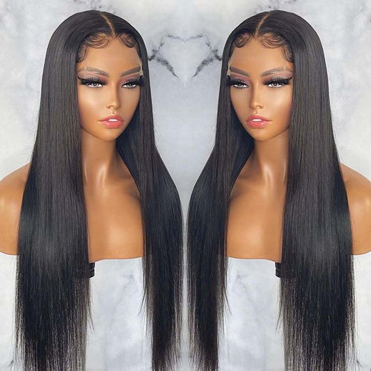 180% 4x4 5x5 Lace Closure Human Hair Wigs Straight 100% Remy Human Hair Transparent Lace Wigs