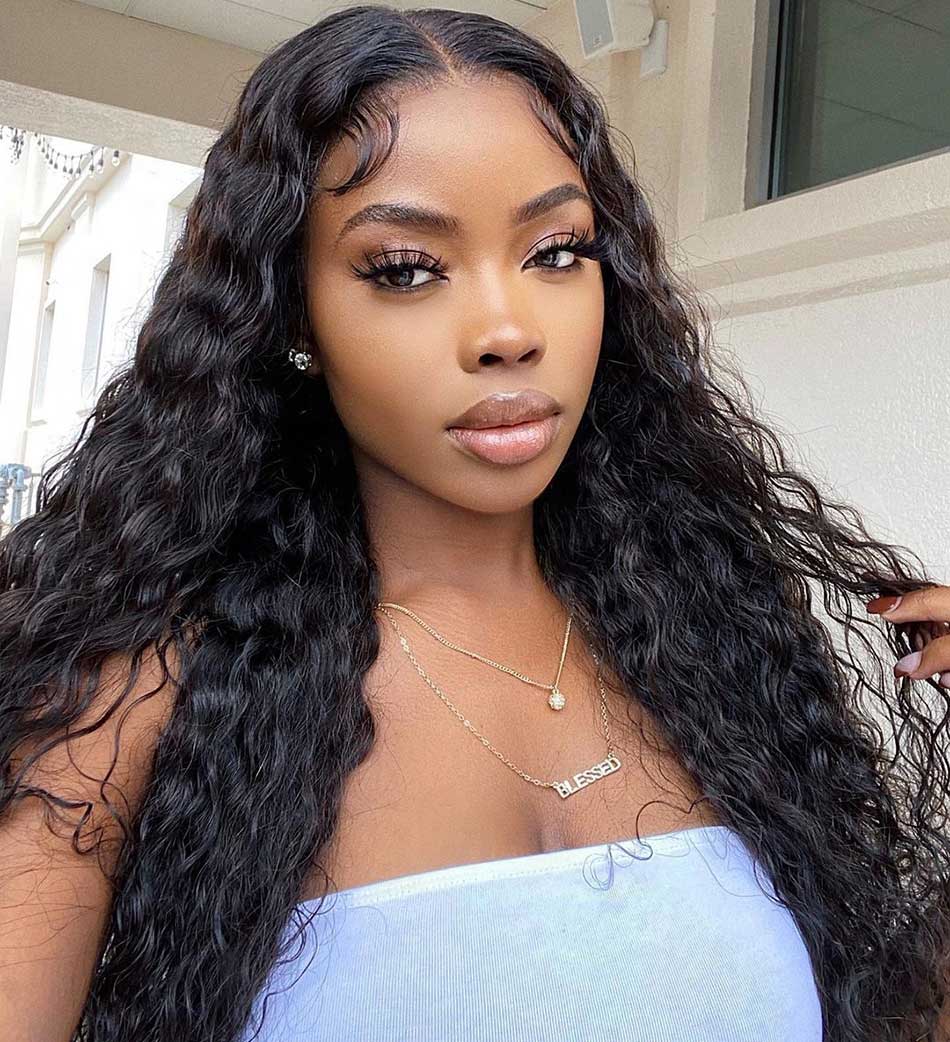 180% 4x4 5x5 Lace Closure Human Hair Wigs Water Wave 100% Remy Human Hair Transparent Lace Wigs