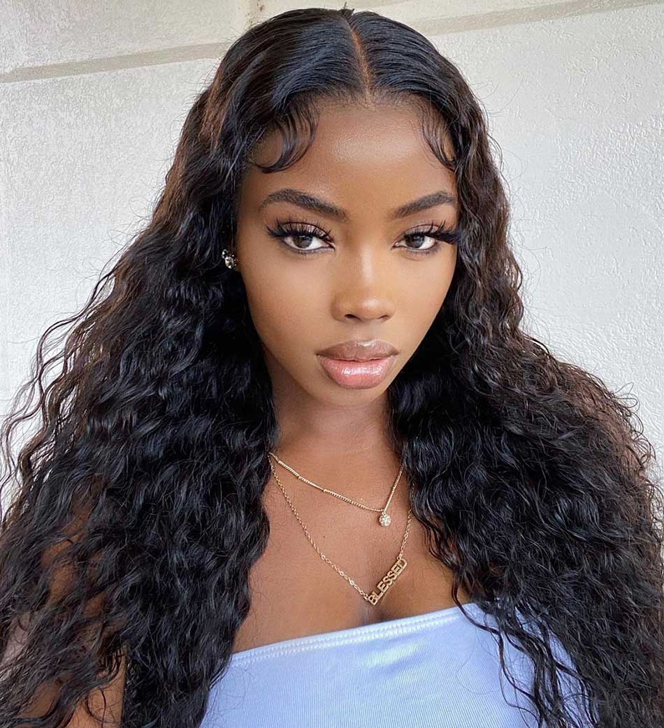 180% 4x4 5x5 Lace Closure Human Hair Wigs Water Wave 100% Remy Human Hair Transparent Lace Wigs