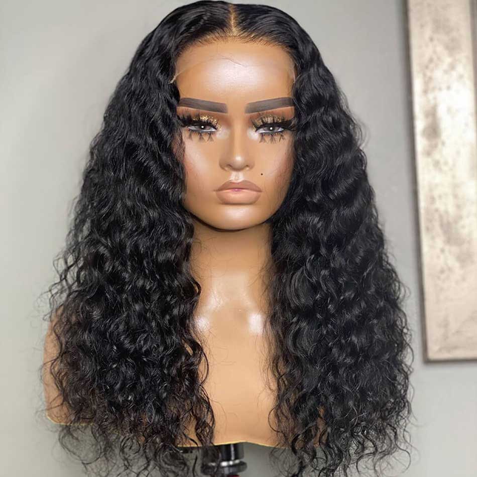 180% 4x4 5x5 Lace Closure Human Hair Wigs Water Wave 100% Remy Human Hair Transparent Lace Wigs