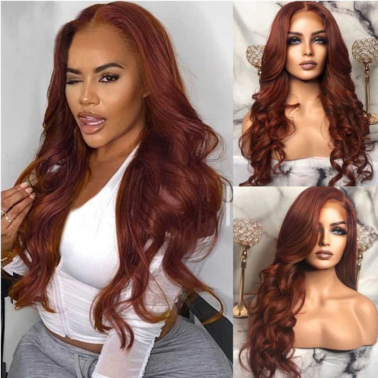 Auburn Reddish Brown Colored 13x4 13x6 4x4 5x5 Lace Front Closure Human Hair Wigs Body Wave Frontal Wigs