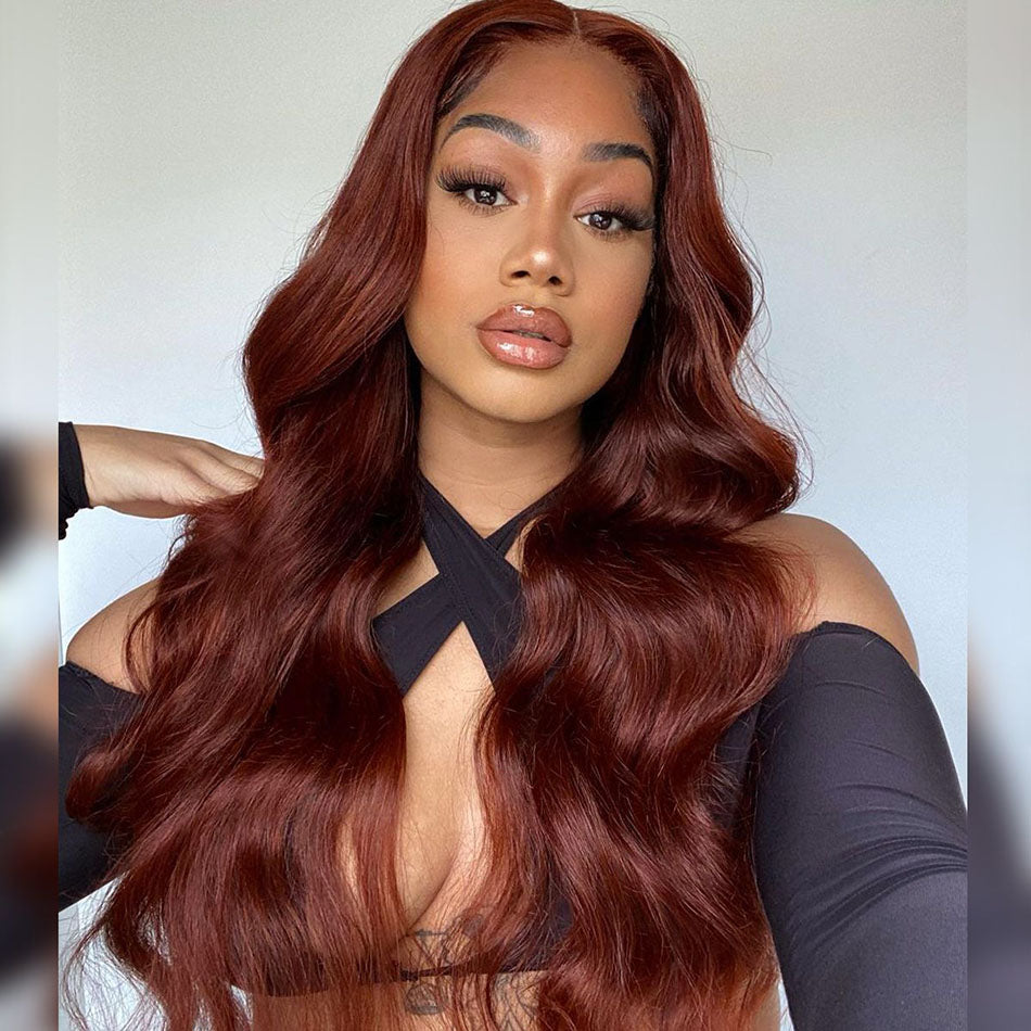 Auburn Reddish Brown Colored 13x4 13x6 4x4 5x5 Lace Front Closure Human Hair Wigs Body Wave Frontal Wigs