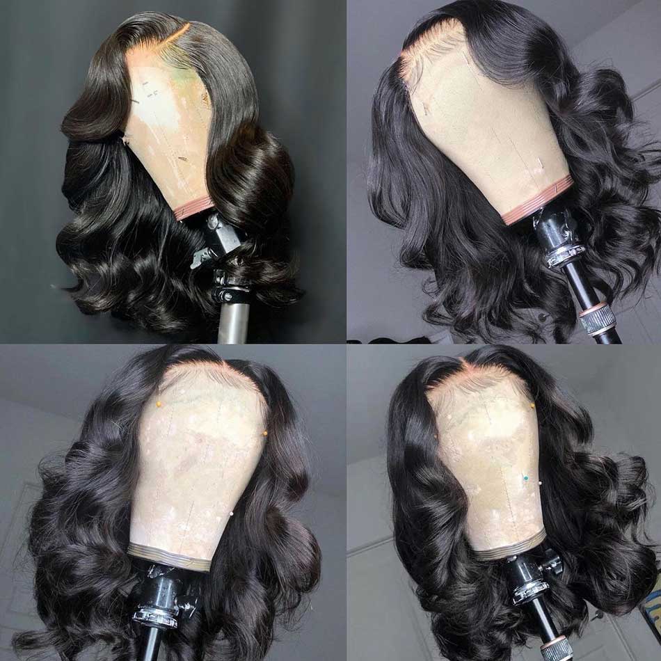 Bob Wigs Human Hair Body Wave 100% Remy Lace Front  Remy Human Hair Wigs 210% Density