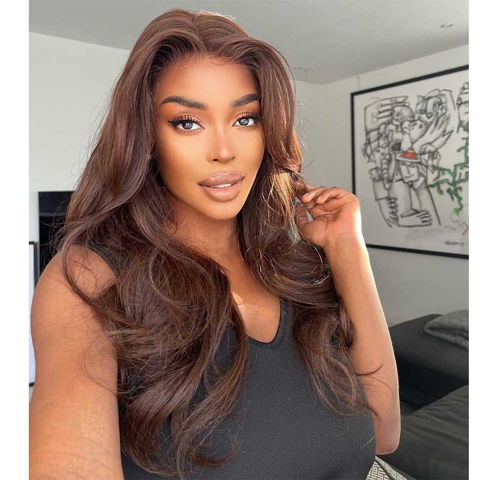 4# Chocolate Brown Colored 13x4 13x6 4x4 5x5 Lace Front Closure Human Hair Wigs Body Wave Frontal Wigs