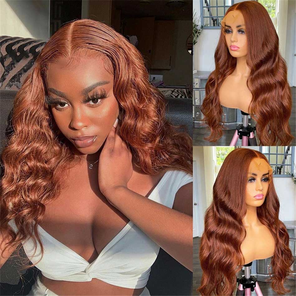 30# Brown Colored 13x4 13x6 5x5 Lace Front Closure Human Hair Wigs Body Wave Frontal Wigs