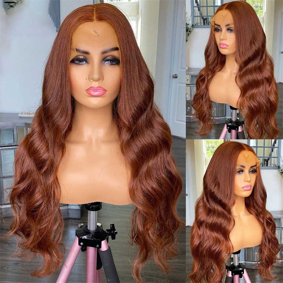 30# Brown Colored 13x4 13x6 5x5 Lace Front Closure Human Hair Wigs Body Wave Frontal Wigs