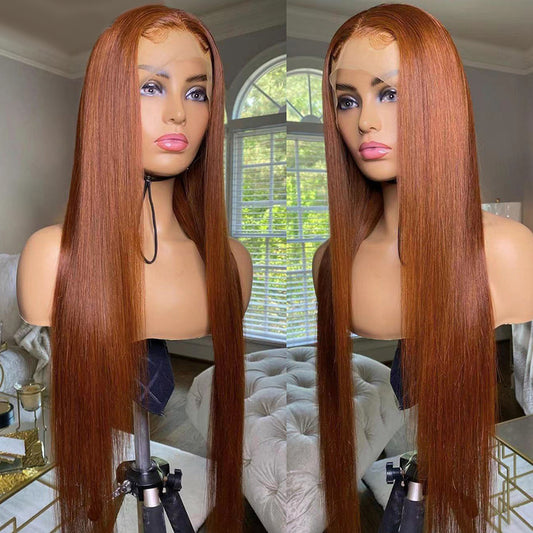 Ginger Brown Colored 13x4 13x6 5x5 Lace Front Closure Human Hair Wigs