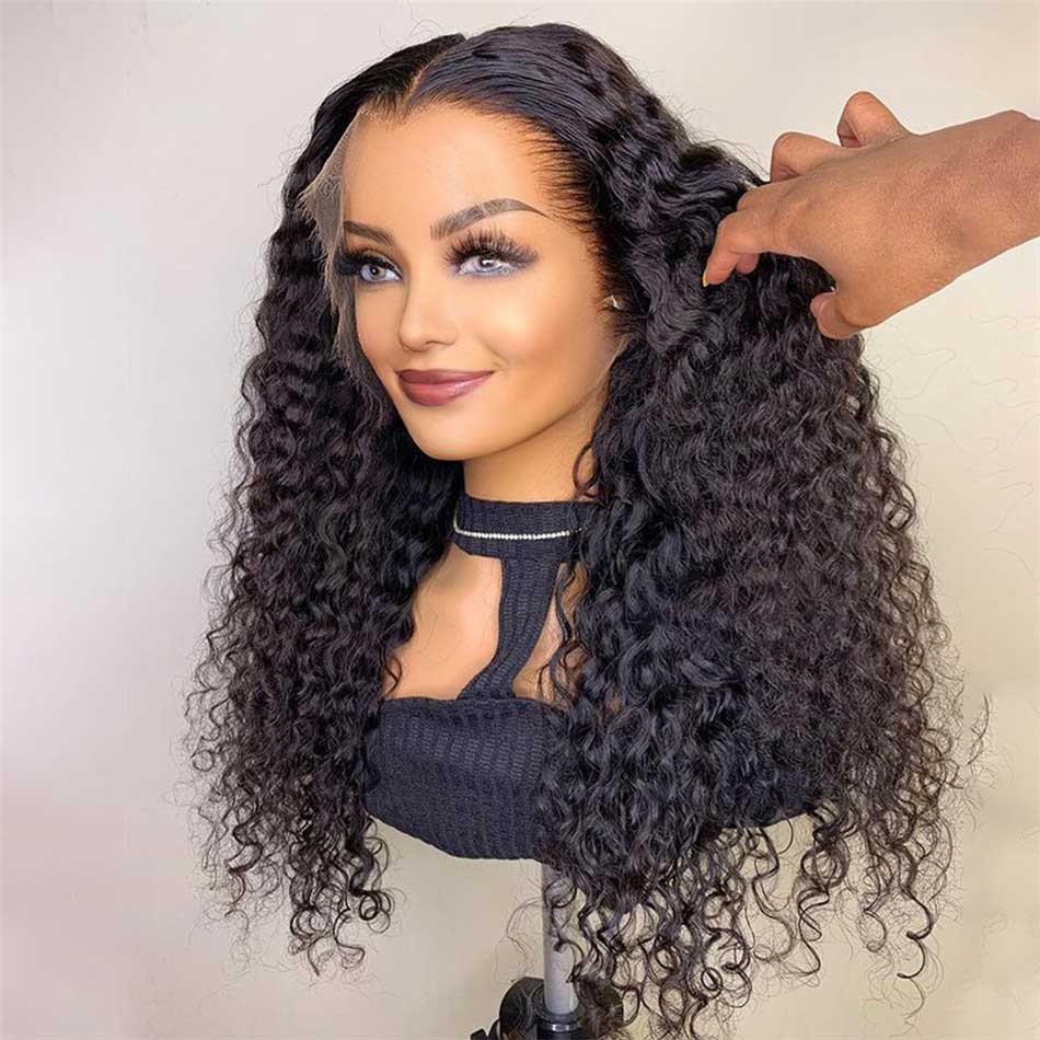 180% 13x4 13x6 Lace Front Human Hair Wigs Deep Curly 100% Remy Human Hair Frontal Wigs