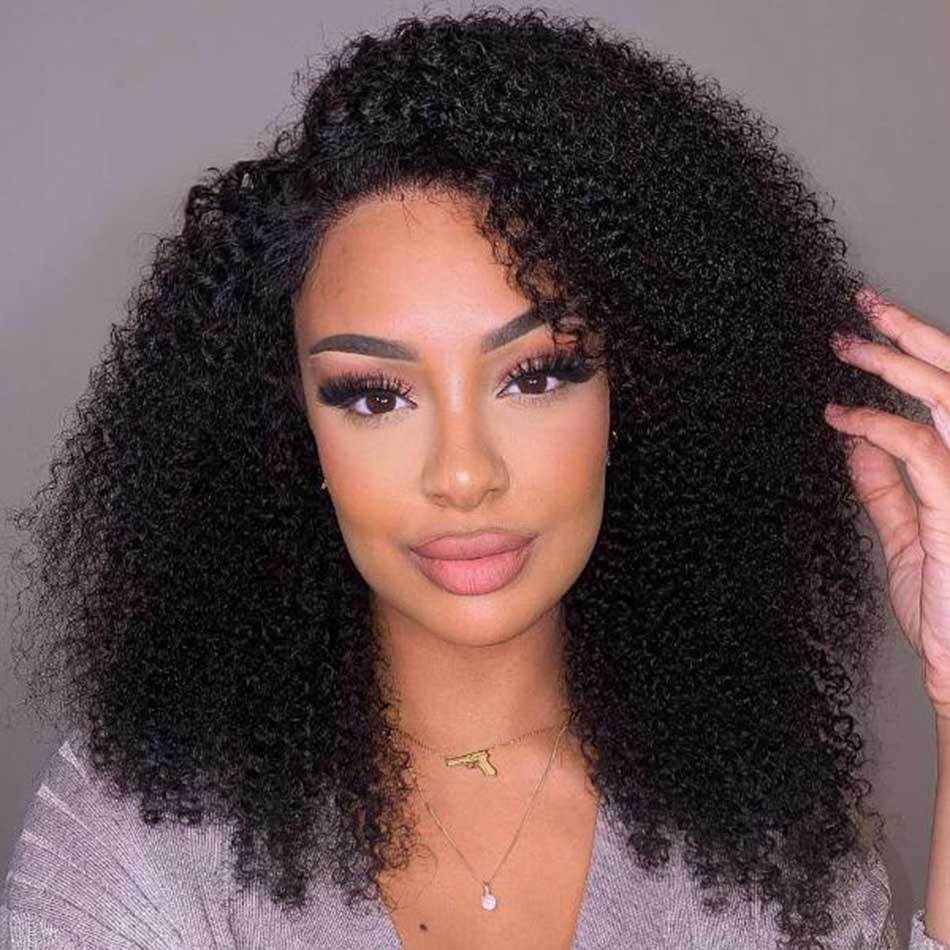 180% 13x4 13x6 Lace Front Human Hair Wigs Kinky Curly 100% Remy Human Hair Frontal Wigs Full%Bouncy