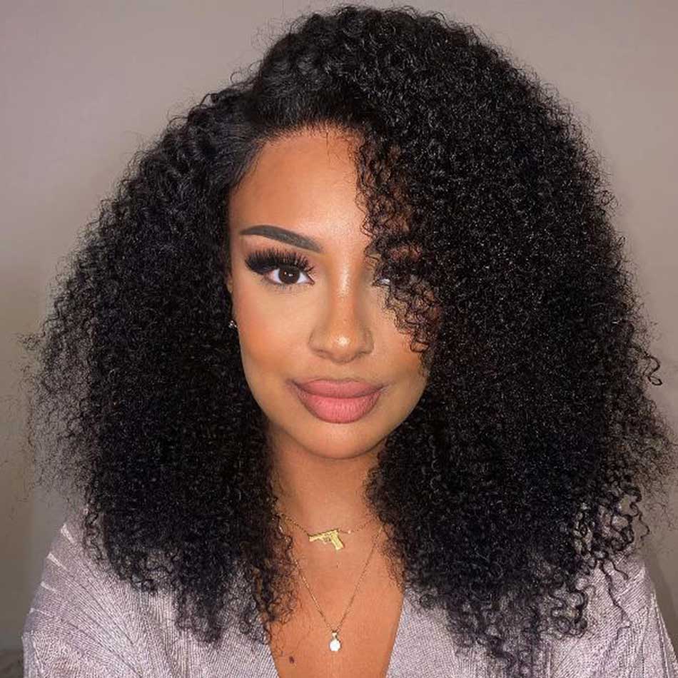 180% 13x4 13x6 Lace Front Human Hair Wigs Kinky Curly 100% Remy Human Hair Frontal Wigs Full%Bouncy