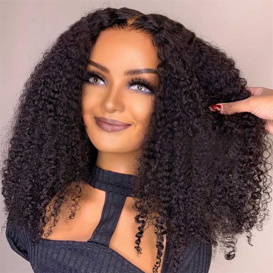 180% 13x4 13x6 Lace Front Human Hair Wigs Kinky Curly 100% Remy Human Hair Frontal Wigs Full%Bouncy