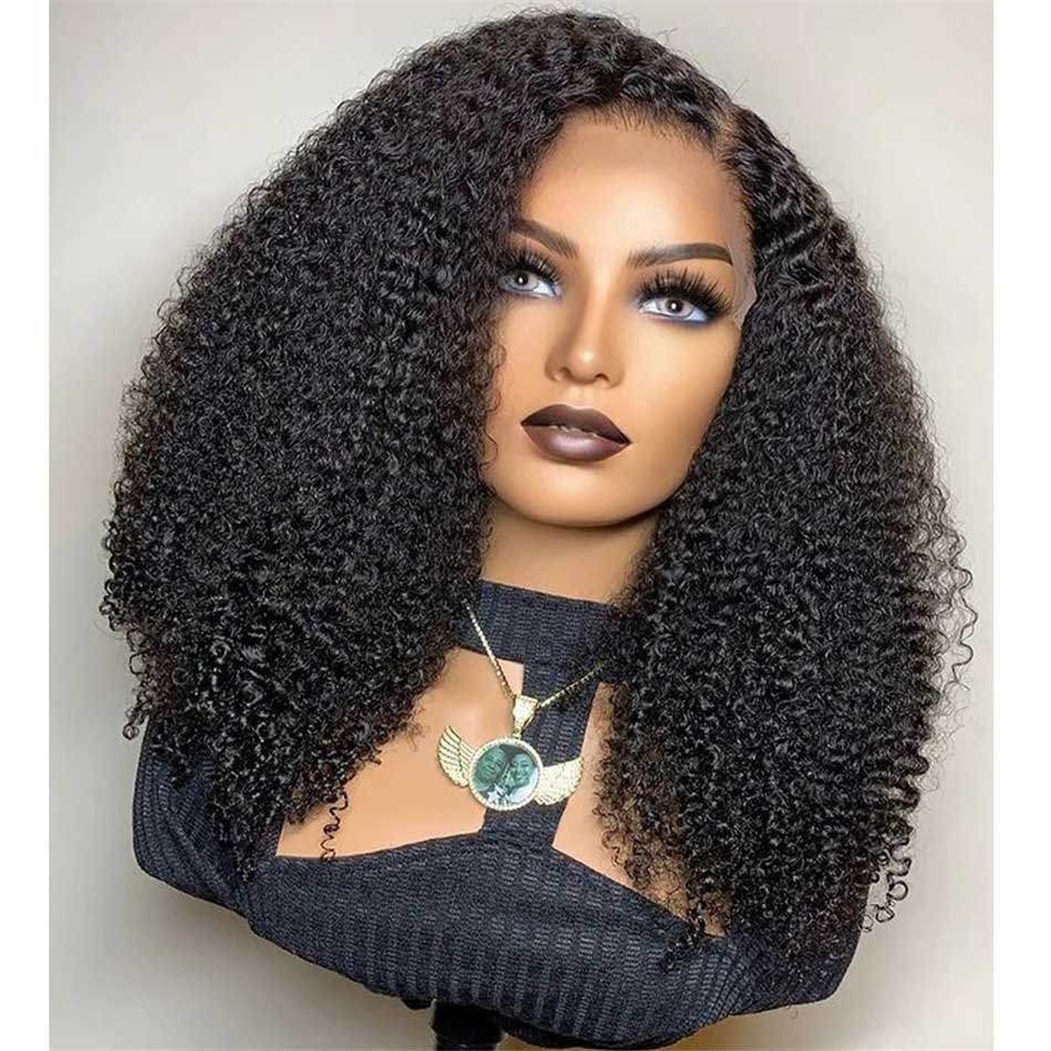 180% 13x4 13x6 Lace Front Human Hair Wigs Kinky Curly 100% Remy Human Hair Frontal Wigs Full%Bouncy