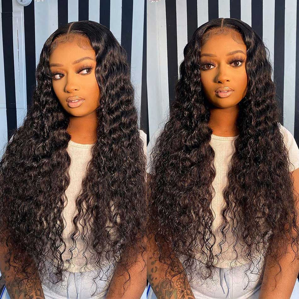 180% 4x4 5x5 Lace Closure Human Hair Wigs Loose Deep Wave 100% Remy Human Hair Transparent Lace Wigs