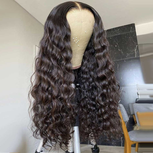 180% 4x4 5x5 Lace Closure Human Hair Wigs Loose Deep Wave 100% Remy Human Hair Transparent Lace Wigs