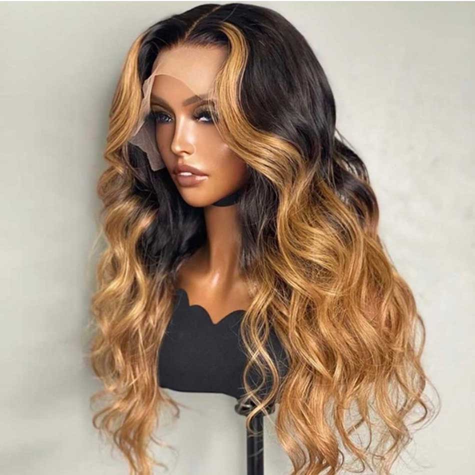 1B/27# Ombre Blonde Colored 13x4 13x6 5x5 Lace Front Closure Human Hair Wigs Body Wave Frontal Wigs