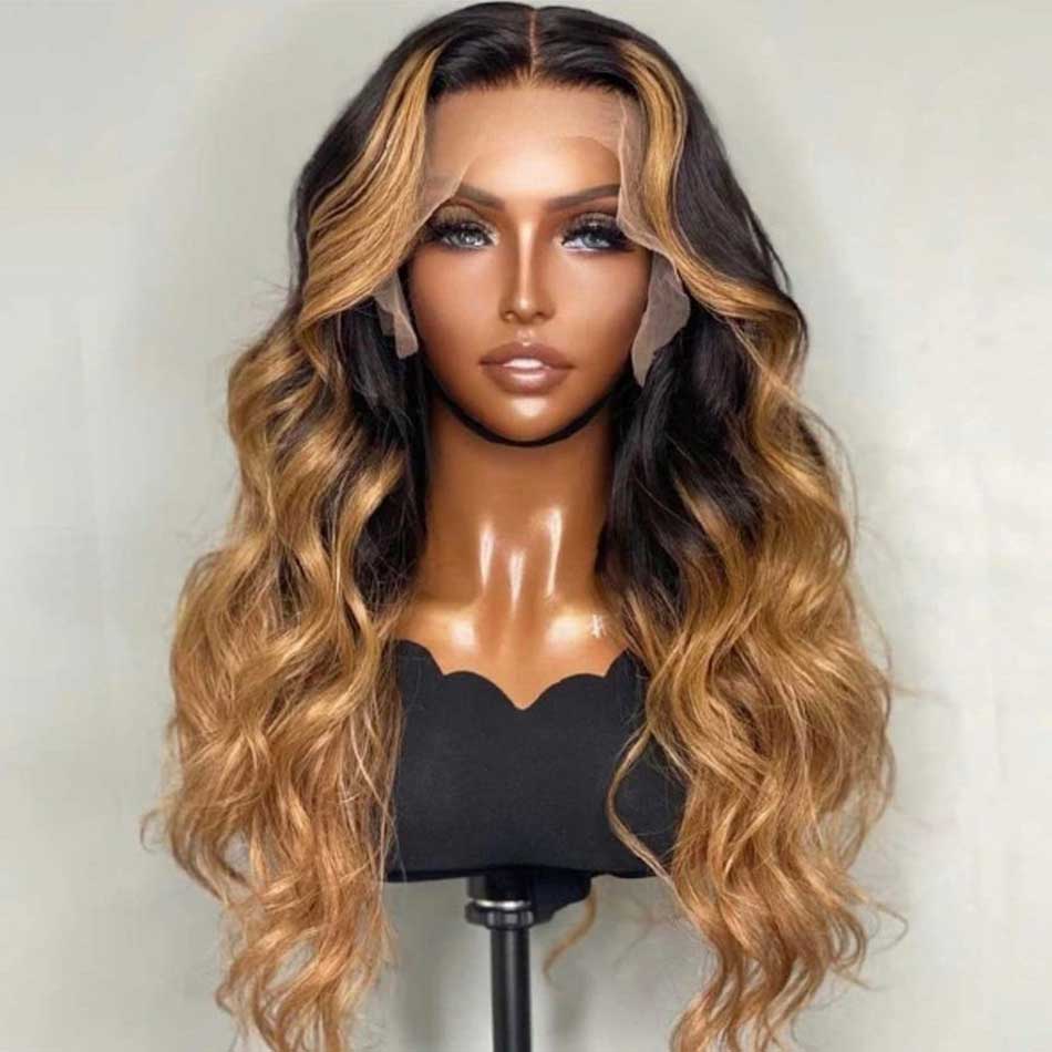 1B/27# Ombre Blonde Colored 13x4 13x6 5x5 Lace Front Closure Human Hair Wigs Body Wave Frontal Wigs