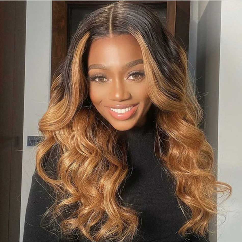 1B/27# Ombre Blonde Colored 13x4 13x6 5x5 Lace Front Closure Human Hair Wigs Body Wave Frontal Wigs