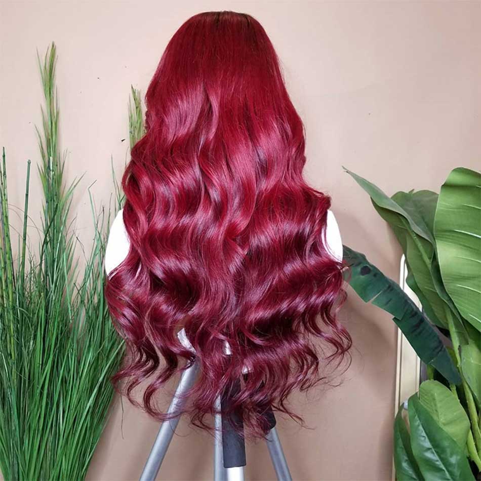 Cherry Colored 13x4 13x6 4x4 5x5 Lace Front Closure Human Hair Wigs Body Wave Frontal Wigs