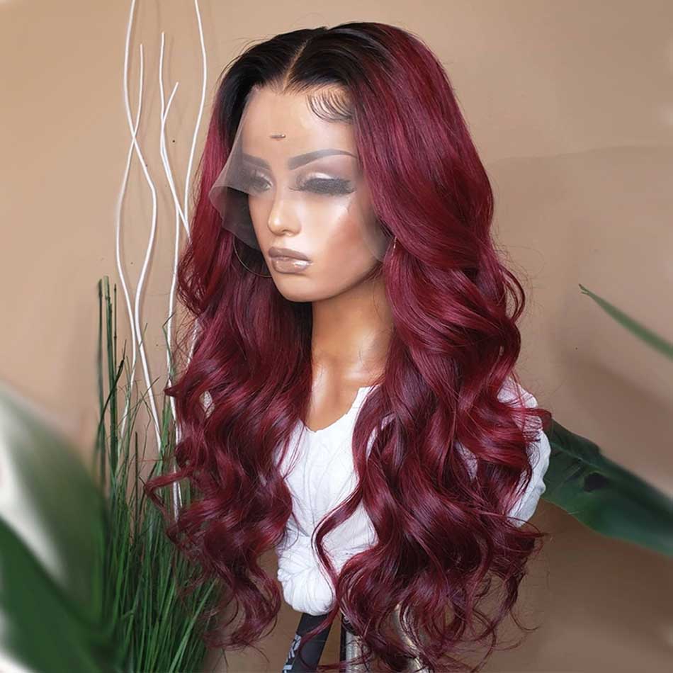 Cherry Colored 13x4 13x6 4x4 5x5 Lace Front Closure Human Hair Wigs Body Wave Frontal Wigs