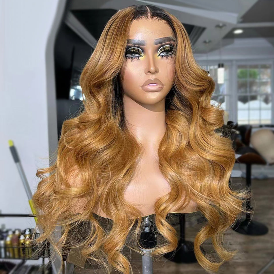 210% Density Ombre Blonde Colored 13x4 13x6 5x5 Lace Frontal Closure Human Hair Wigs Body Wave