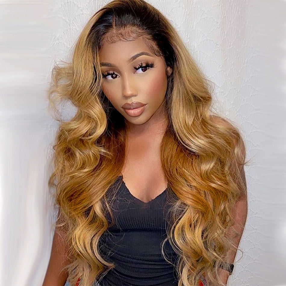 210% Density Ombre Blonde Colored 13x4 13x6 5x5 Lace Frontal Closure Human Hair Wigs Body Wave