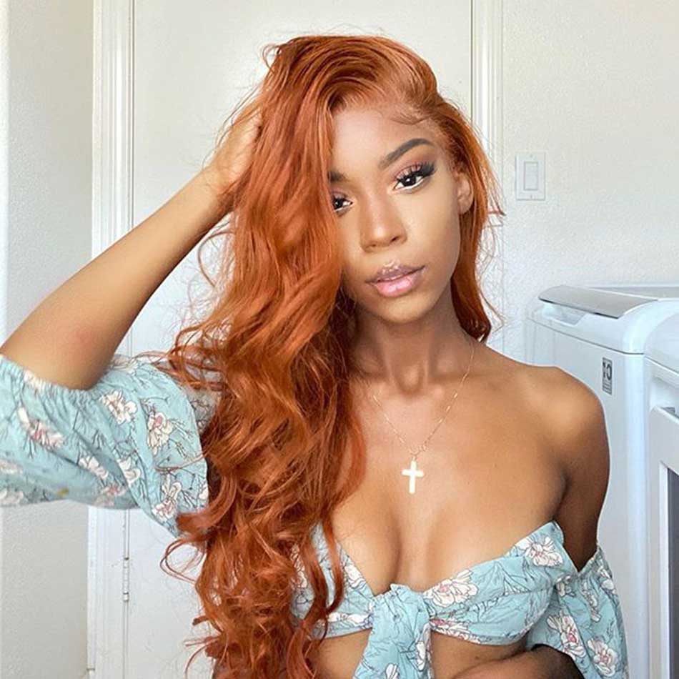 Orange Ginger Colored 13x4 13x6 5x5 Lace Frontal Closure Human Hair Wigs Body Wave Frontal Wigs