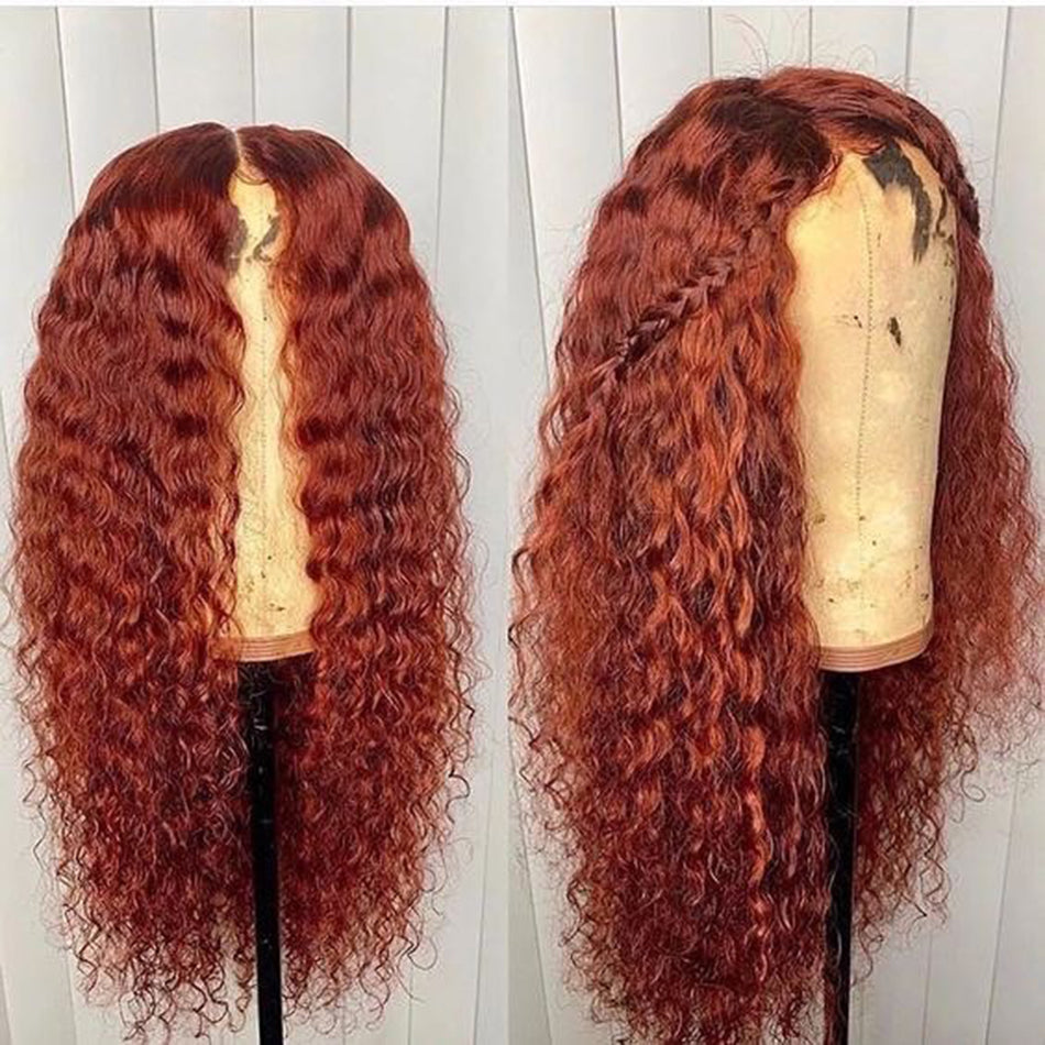 Orange Ginger Colored 13x4 13x6 5x5 Lace Frontal Closure Human Hair Wigs Deep Wave